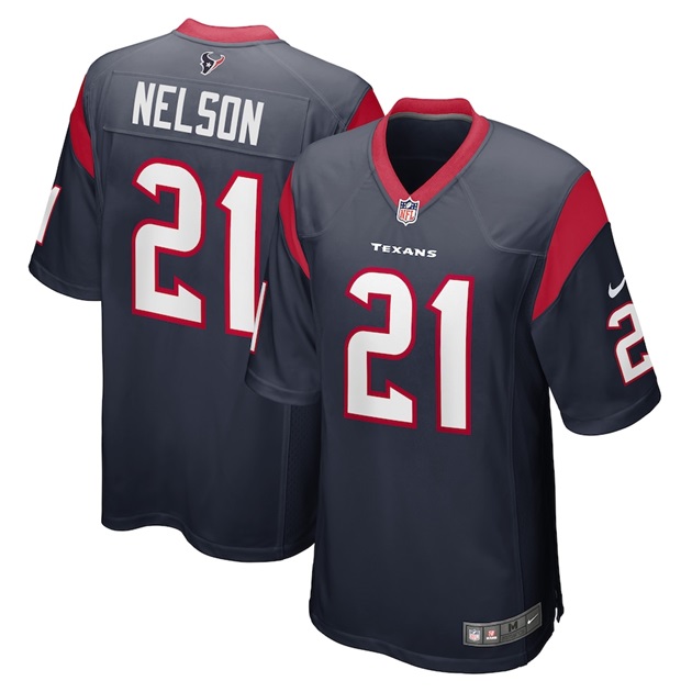 mens nike steven nelson navy houston texans game player jersey